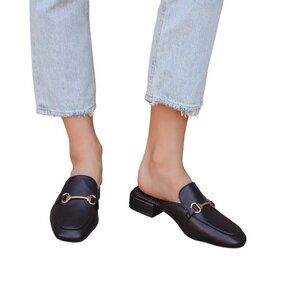 Lulus Ranae Black Loafers Slides Low Heel‎ Comfortable Women's Size 7.5